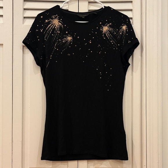 Ted Baker Black Top with Gold Accents - Picture 1 of 10